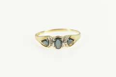 10K Yellow Gold Natural Sapphire Diamond Accent Statement Ring