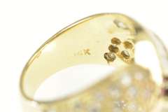 14K Yellow Gold 3.34 Ctw Natural Ruby Oval Diamond Pave Ring