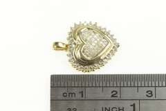 10K Yellow Gold Pave Diamond Encrusted Princess Heart Love Pendant