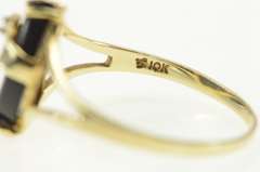 10K Yellow Gold Black Onyx Diamond Love Banner Cut Out Ring