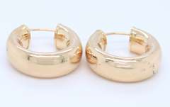Lovely Yellow Gold Puffed Small Hoop Earrings