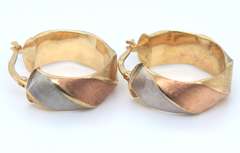 Elegant Yellow, White and Rose Gold Hoop Earrings