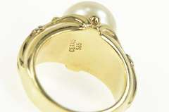 14K Yellow Gold Ornate Pearl Inset Elaborate Statement Ring