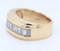 Elegant Yellow Gold Channel Set Baguette Diamond Band