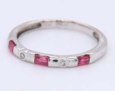 Fabulous White Gold Ruby and Diamond Stackable Band