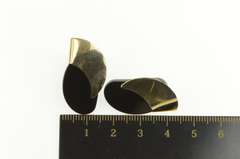 14K Yellow Gold Retro Black Onyx Wavy Detail Statement Earrings