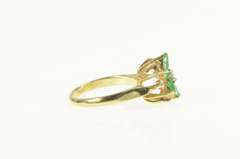14K Yellow Gold 0.78 Ctw Marquise Emerald Diamond Cluster Ring