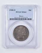 MS64 1908-O Barber Half Dollar Hayes PCGS