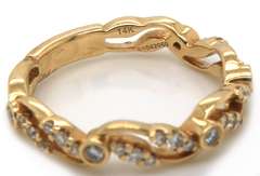 Gabriel & Co Yellow Gold Diamond Wave Band