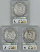 3 Diff. Very Choice BU Morgan Silver Dollars. PCGS MS63