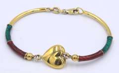925 Sterling Silver Enamel Kid Bracelet and Turquoise and Coral Kid Cuff Bangle