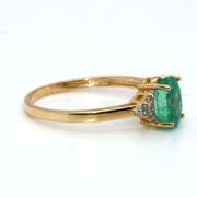 Radiant Emerald and Diamond 14kt Ring