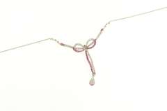 18K White Gold 5.00 Elaborate Art Deco Diamond Ruby Bow Necklace