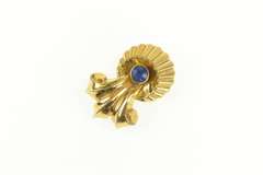 Gold Filled 1930's Syn. Sapphire Scroll Grooved Statement Pin/Brooch