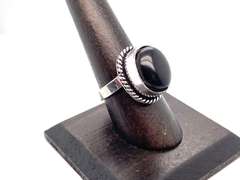🦇Fangtastic!🦇Petite Oval Black Onyx Tibetan Silver Rope Design Ring