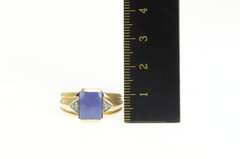 14K Yellow Gold 1960's Syn Sapphire Diamond Accent Men's Ring