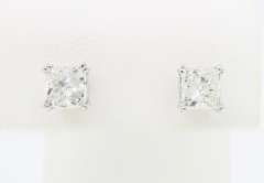 Princess Cut Double Prong 1.69CTW Diamond Studs