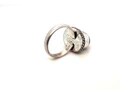 Oval Black Onyx Tibetan Silver Double Rope Design Ring