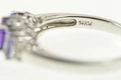 14K White Gold Oval Amethyst Tanzanite Diamond Accent Ring