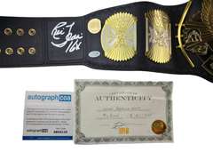 Ric Flair Autographed World Championship Winged Eagle Metal Leather Belt ACOA