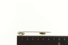 18K Yellow Gold Art Deco Pearl Diamond Syn. Sapphire Stick Pin