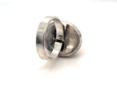 Ovular Red Coral Tibetan Silver Ring