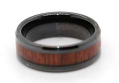 Mens Tungsten Band Ring with Wood Inlay