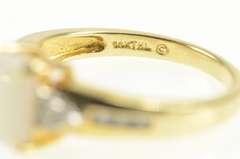 14K Yellow Gold Squared Natural Opal Diamond Accent Ring