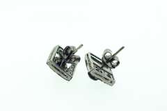 Impeccable Sapphire Core Dark Silver Earrings with Diamond Accents