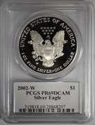 2002-W Proof American Silver Eagle PCGS PR69DCAM Mercanti Signature