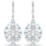 Plated Rhodium 2.80ctw Aquamarine and White Topaz Earrings