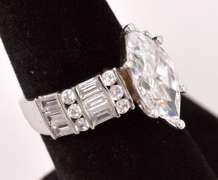 Shining Large CZ Ring in 14K White Gold