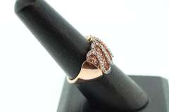LADIES 14K ROSE GOLD AND DIAMOND WAVE RING