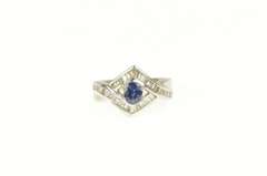 Platinum 0.97 Ctw Natural Sapphire Baguette Engagement Ring