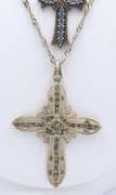 Group Lot of 3 Vintage 925 Sterling Silver Cross Pendants on Chain Necklaces