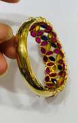 18kt Solid Yellow Gold Bangle Bracelet with Rubies, Sapphires, & Diamonds!