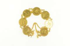 18K Yellow Gold $2.50 Quarter Eagle 1891-1907 Coin Chain Bracelet