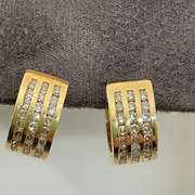 14K YELLOW GOLD AND DIAMPOND LOOP EARRINGS