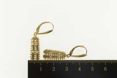 14K Yellow Gold Squared Chain Design Dangle Lever Back Earrings