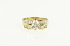 14K Yellow Gold 2.40 Ctw VS Pear Diamond Baguette Engagement Ring