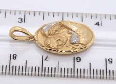 Nice Yellow Gold Religious Blessed Virgin Mary and Jesus Pendant