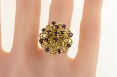 12K Yellow Gold 2.10 Ctw Natural Ruby 1960's Petal Cocktail Ring