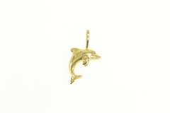 14K Yellow Gold Mini Diamond Cut Jumping Dolphin Animal Charm/Pendant