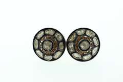 Beautiful Spiral Mine Cut Diamond Earrings with Dark Silver