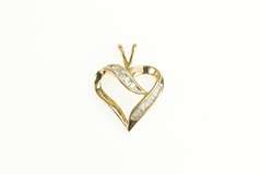 10K Yellow Gold Curvy Diamond Heart Love Symbol Classic Pendant