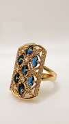 22kt Gold Plated Blue Sapphire & Gemstone Cocktail Ring
