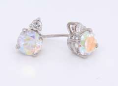 Pleasing White Gold Mystic Topaz and Diamond Stud Earrings