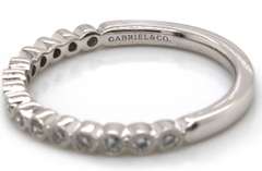 Brand New Gabriel & Co Diamond Milgrain Bezel Band in White Gold