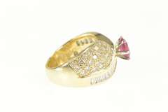 14K Yellow Gold 3.34 Ctw Natural Ruby Oval Diamond Pave Ring