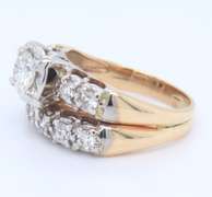 Powerful Yellow and White Gold Diamond Vintage Style Bridal Set